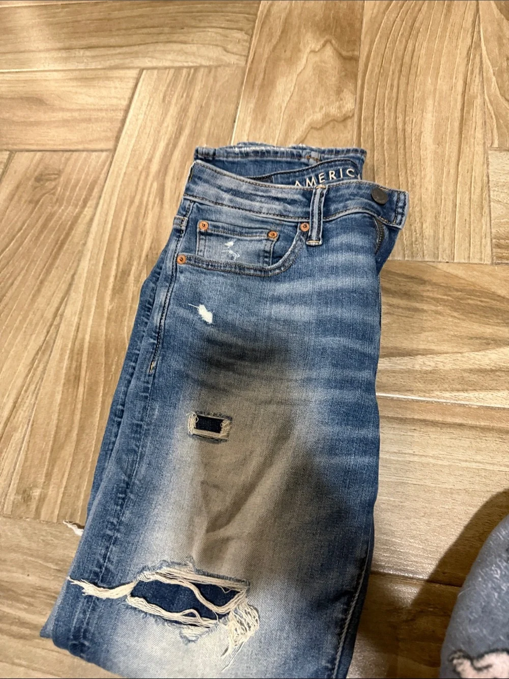 American Eagle Outfitters Ripped Blue Skinny Jeans